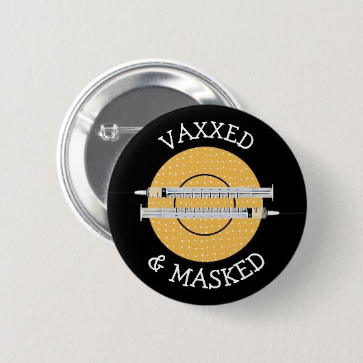 Vaxxed und maskiert gegen Covid-19 Button (Vorne & Hinten)