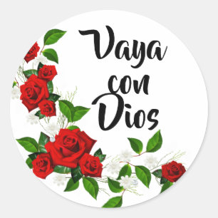 Vaya Con Dios Rote Rosen Go with God Runder Aufkleber