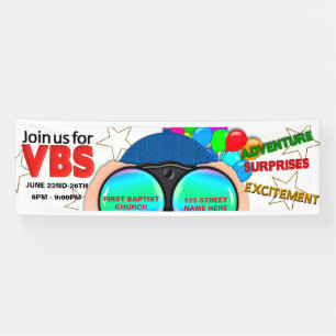 VBS Werbebanner, Binokulare, farbiger Text Banner