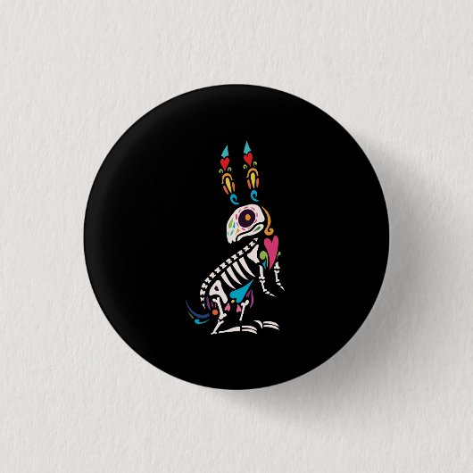 Vector animal dia de muertos, Kaninchenschädel und Button (Vorderseite)