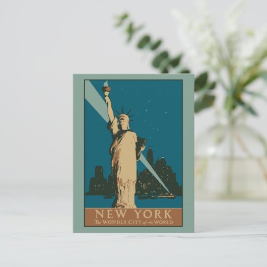Vector Art Deco New York Wonder City Postkarte (Stehend Vorderseite)