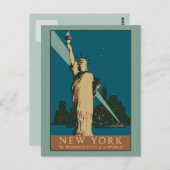 Vector Art Deco New York Wonder City Postkarte (Vorne/Hinten)