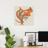 Vector Art Nouveau Blumenelegant auf grau, quadrat Poster (Heimbüro)