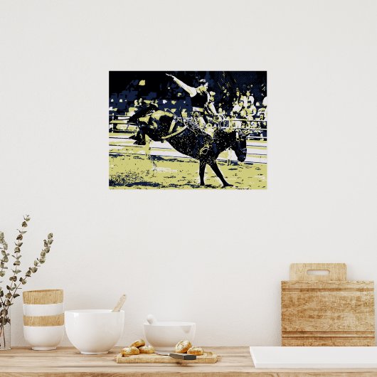 Vector art, Rodeo Cowboy buckeln Bronco Poster (Küche)