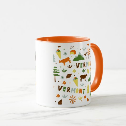 Vector Art Vermont Theme Staat Symbole Tasse (VorderseiteRechts)