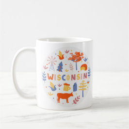 Vector Art Wisconsin Theme Staat Symbole Kaffeetasse