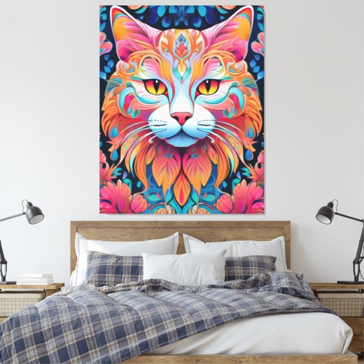 Vector Cat Canvas Print Leinwanddruck (Insitu (Schlafzimmer))