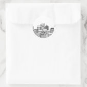 Vector Cityscape (Schwarz & Weiß) Runder Aufkleber (Tasche)