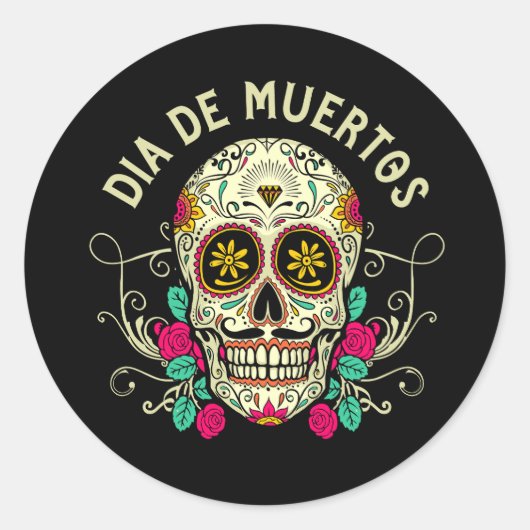 Vector dia de muertos Illustration Runder Aufkleber (Vorderseite)