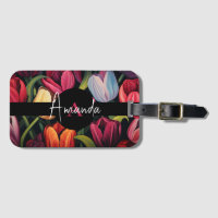 Vector farbenfrohe Blattmonogramm Tulip Muster