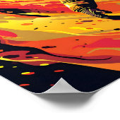 Vector Firefighter mit Flammenhintergrund Poster (Ecke)