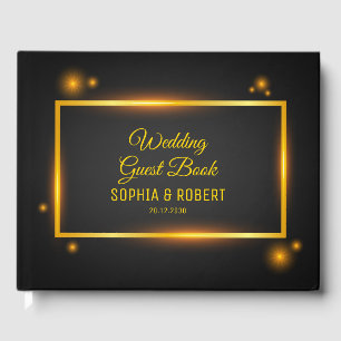 Vector Golden Script Lichteffekte Schwarze Hochzei Gästebuch