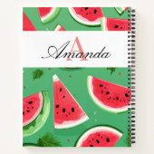Vector Green Watermelon Initial Pattern Monogrammi Notizblock (Rückseite)