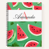 Vector Green Watermelon Initial Pattern Monogrammi Notizblock (Vorderseite)