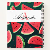 Vector Green Watermelon Name Muster monogramiert Notizblock (Rückseite)