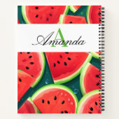 Vector Green Watermelon Seamless Muster Monogram Notizblock (Rückseite)