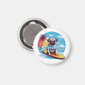 Vector Hundesuchen in den Wellen Magnet (Vorderseite/Rückseite)