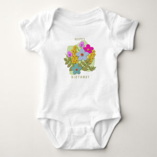 Vector Illustration des Blume-Bouquets Baby Strampler