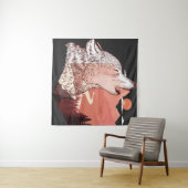 Vector Illustration eines hewling wolf Landscape T Wandteppich (Beispiel (Horizontal))