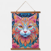 Vector-Katze Wandteppich Mit Holzrahmen (Vorderseite)