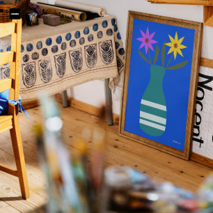 Vector Kunstwerk von Vase mit zwei Blume Poster