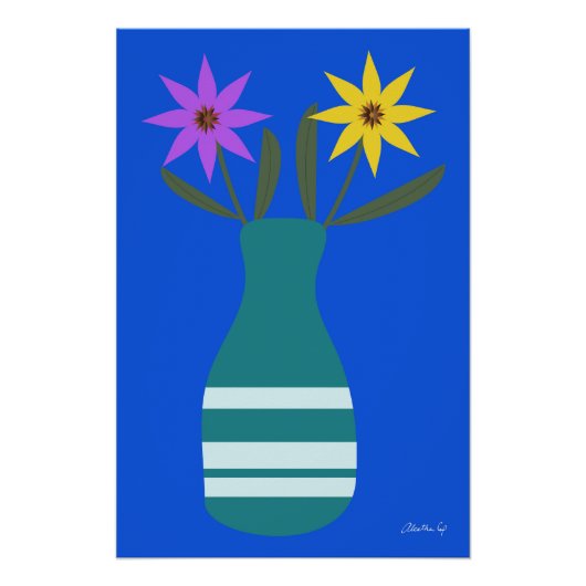 Vector Kunstwerk von Vase mit zwei Blume Poster (Vorderseite)
