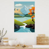 Vector Lake View Mountain Background Poster (Küche)