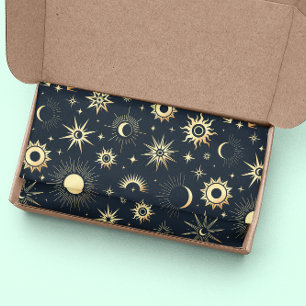 Vector Magic mit Gold Sun Moon Stars Muster Seidenpapier