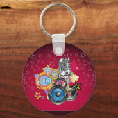 Vector-Music-Background mit Lautsprecher-und-Mikro Schlüsselanhänger (Vorderseite)