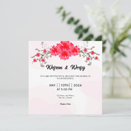 Vector of Floral Wedding Einladungskarte Einladung (Stehend Vorderseite)