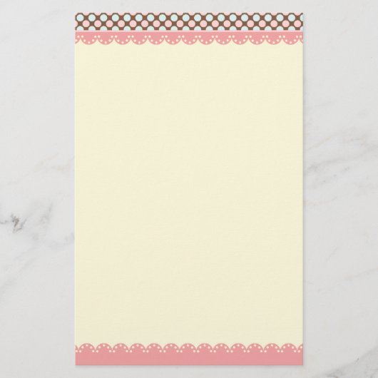Vector Pink Lace Polka Dot Muster Briefpapier (Vorderseite)