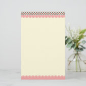 Vector Pink Lace Polka Dot Muster Briefpapier (Stehend Vorderseite)