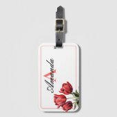 Vector Pink und White Monogramp Tulip Gepäckanhänger (Vorderseite Vertikal)