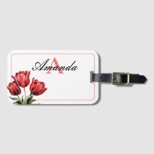 Vector Pink und White Monogramp Tulip Gepäckanhänger