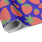 Vector Red & Blue Strawberry Geschenkpapier (Rolleneckpunkt)