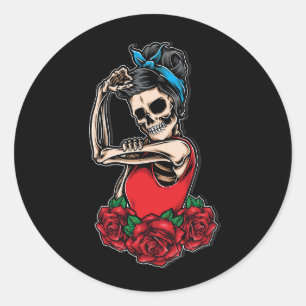 Vector-Schädelrockabilly Vintager Stil Runder Aufkleber