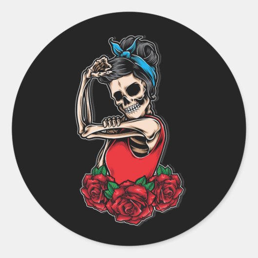 Vector-Schädelrockabilly Vintager Stil Runder Aufkleber (Vorderseite)