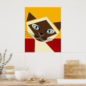 Vector Siamese Cat Portrait Poster (Küche)