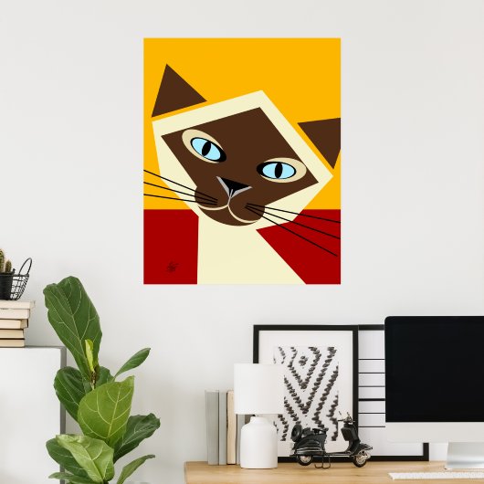 Vector Siamese Cat Portrait Poster (Heimbüro)