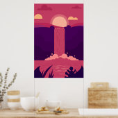 Vector Wasserfall Hintergrund bei Sunset Poster (Küche)