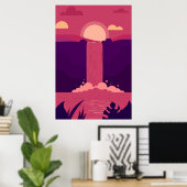 Vector Wasserfall Hintergrund bei Sunset Poster (Heimbüro)