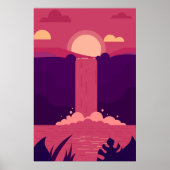 Vector Wasserfall Hintergrund bei Sunset Poster (Vorne)