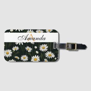 Vector Weiß und Schwarz Atemberaubend Daisy Monogr Gepäckanhänger