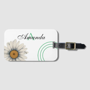 Vector White Daisy Blume Monogrammiert Gepäckanhänger