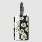 Vector White Daisy Seamless Muster Monogrammiert Gepäckanhänger (Vorderseite Vertikal)