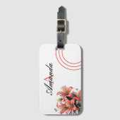 Vector White & Red Lily Stilvoll monogrammiert Gepäckanhänger (Vorderseite Vertikal)