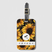 Vector Yellow Sunflower Name Streifen monogramiert Gepäckanhänger (Vorderseite Vertikal)
