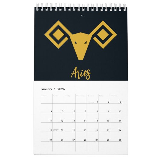 Vedic Zodiac Calendar in geometrischer Kunst Kalender (Jan 2026)