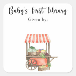 Veg Baby Shower Buchzeichen - Kinderbibliothek Quadratischer Aufkleber