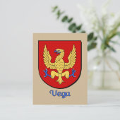 Vega Family Heraldic Shield Postkarte (Stehend Vorderseite)